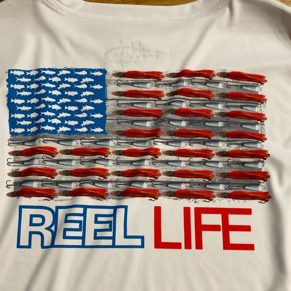Reel Life Long Sleeve Shirt with American Flag Design